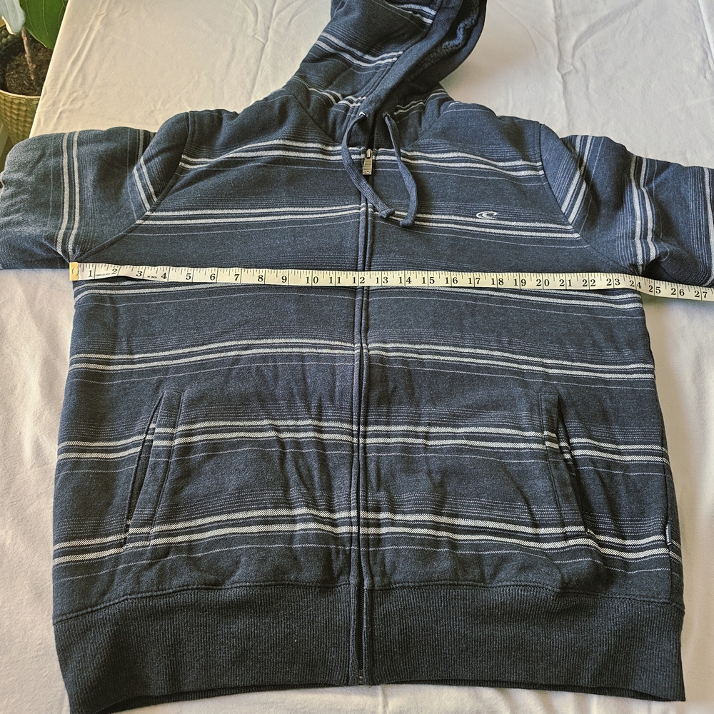 O'NEILL Men's Sherpa-Lined Gray Striped  Zip-Up Hoodie - Picture 5 of 8
